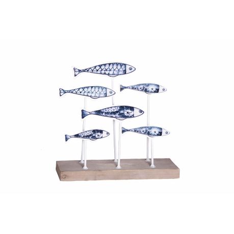 Blue and White Decorative Fish on a Wooden Board Buy Online in Zimbabwe thedailysale.shop