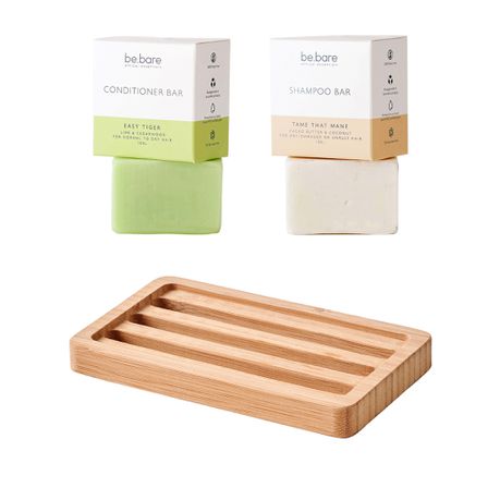 Be.Bare Tame That Mane Shampoo & Easy Tiger Conditioner Bar Bamboo Soap Dish Buy Online in Zimbabwe thedailysale.shop