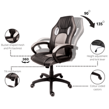 Load image into Gallery viewer, Monte Carlo Gaming &amp; Office Chair - Black &amp; Light Grey Trim
