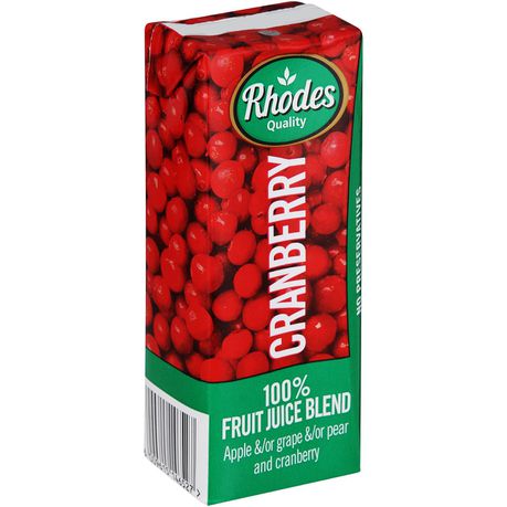 Rhodes 100% Fruit Juice Cranberry 24 x 200 ML Buy Online in Zimbabwe thedailysale.shop