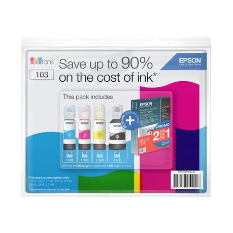 Epson 103 4 Pack + FREE Extra Pk of Photo Paper Buy Online in Zimbabwe thedailysale.shop