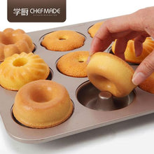 Load image into Gallery viewer, DH - Non-stick carbon steel 12 cups Donut muffin cake baking tray
