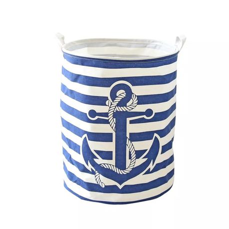 Boat anchor stripe Waterproof Coating Folding Laundry Hamper Storage Basket Buy Online in Zimbabwe thedailysale.shop