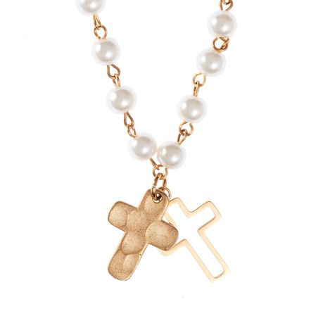 Double Cross Drop Glass Pearl Beads (Necklace) Buy Online in Zimbabwe thedailysale.shop