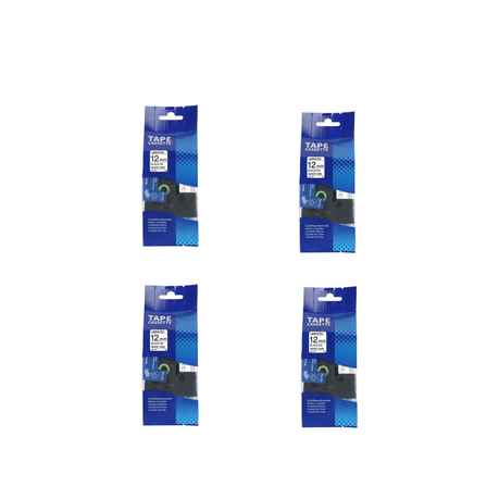 Compatible Brother TZ-231 Black On White Label Tape Cartridge 12mm - 4 pack