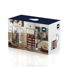 Load image into Gallery viewer, Leonardo Tea Mugs: Clear Glass in Metal Holder with Handle 220ml - Set of 2
