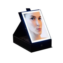 Load image into Gallery viewer, Jewelry Box Organize with USB Lighted Makeup Mirror - Black
