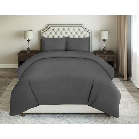 Wrinkle-Resistant Luxury Hotel Duvet Cover Set Double - Dark Grey Buy Online in Zimbabwe thedailysale.shop