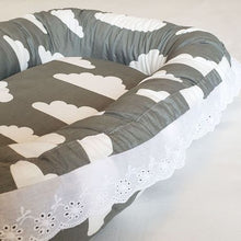 Load image into Gallery viewer, Mamakids Portable Baby Nest and Co-Sleeper - Grey with White Clouds
