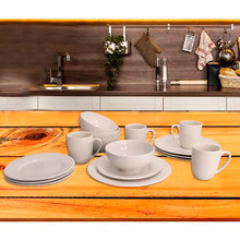 Load image into Gallery viewer, 16 Piece Ivory White Embossed Ceramic Dinnerware Set - Design 09
