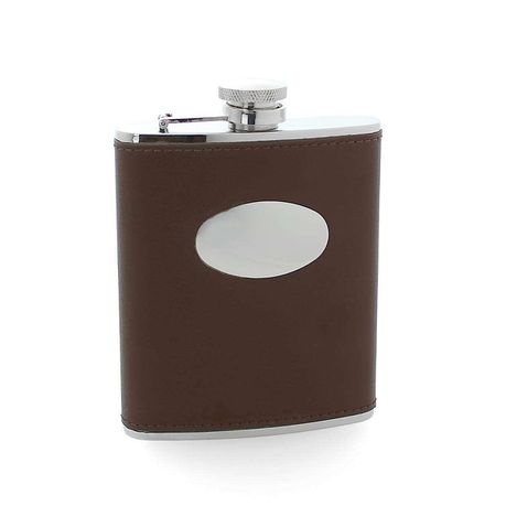 8oz Brown Leather Stylish Hip Flask Gift With Engraving Plate- 265ml Buy Online in Zimbabwe thedailysale.shop