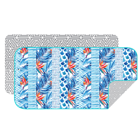 Bobums Double Sided Microfibre Towel - Blue Strelitzia Stripes Buy Online in Zimbabwe thedailysale.shop