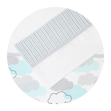 Load image into Gallery viewer, Avocado Green / Cot Duvet and Pillow Set / Aqua &amp; Silver Clouds
