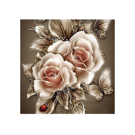 Diamond Painting DIY Kit,Full Drill, 40x40cm- Flowers and Butterflies Buy Online in Zimbabwe thedailysale.shop