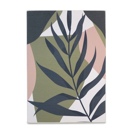 Wooden Wall Art - Abstract Leaves & Shapes - Green - A5