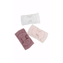 Load image into Gallery viewer, Stretchy Ribbon Baby Girl Knotted Bow Headbands - Set of 3
