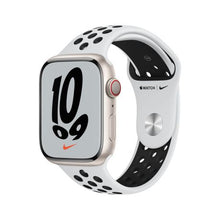 Load image into Gallery viewer, Apple Watch NIke Series 7 GPS + Cellular (45mm) - Starlight Case with Pure Platinum/Black Nike Sport Band
