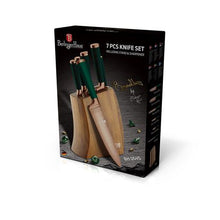 Load image into Gallery viewer, Berlinger Haus 7-Piece Titanium Coating Knife Set with Wood Stand - Emerald
