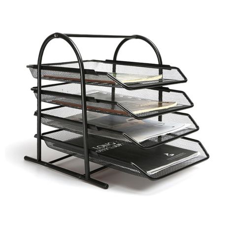 Wire Mesh Metal Desk Letter Tray Set - 4-Tier - Black Buy Online in Zimbabwe thedailysale.shop