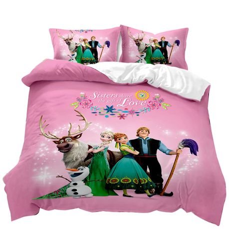 Frozen 3D Printed Double Bed Duvet Cover Set Pink Buy Online in Zimbabwe thedailysale.shop