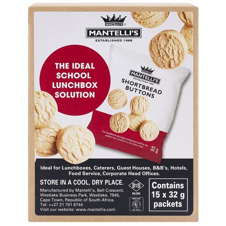 Mantelli's Shortbread Buttons 15 x 32g Packets