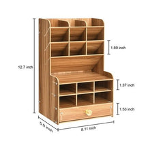 Load image into Gallery viewer, 6-Tier Multi-Function DIY Wooden Pen Holder with Pull-Out Drawer
