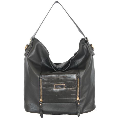 Blackcherry Women's Double Compartment Panel Hobo - Black Buy Online in Zimbabwe thedailysale.shop