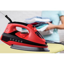 Load image into Gallery viewer, 2000W Steam Iron - Vertical, Self Cleaning &amp; Teflon Soleplate - Red/Black
