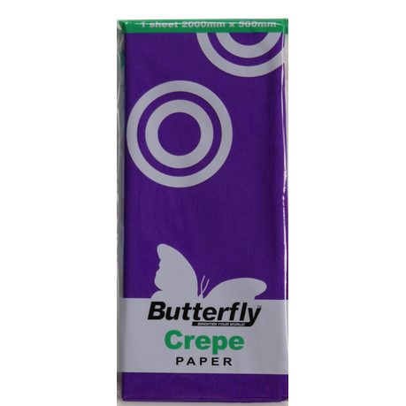 Butterfly Crepe Paper - 12 Sheets (2m X 500mm Each) Purple