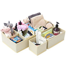 Load image into Gallery viewer, Foldable Drawer Organiser Storage Boxes - Set of 6 (Beige)
