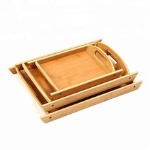 Load image into Gallery viewer, Wooden Bamboo Servings Tray Set of 3
