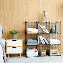 Load image into Gallery viewer, 9 Cube Wire Metal Grid Bookcase Shelf Storage Cabinet Organizer
