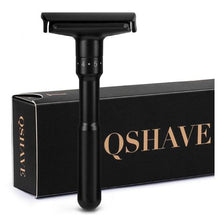 Load image into Gallery viewer, QShave Adjustable Safety Razor Plus 5 Blades Black
