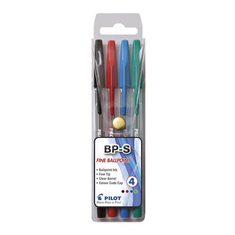 Pilot BP-S Fine Ballpoint Pens - Wallet of 4 Colours Buy Online in Zimbabwe thedailysale.shop