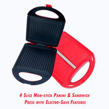 Load image into Gallery viewer, DH- 4 Slice Non-stick Panini &amp; Sandwich Press with Electro-Save Features
