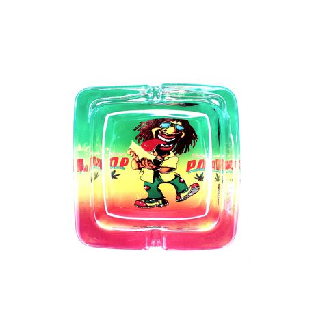 Rasta Man Glass Square Ashtray