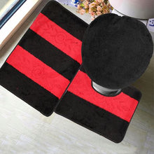 Load image into Gallery viewer, Two Tone 3 Piece Non-Slip Turkish Toilet Cover &amp; Mat Set Black/Red
