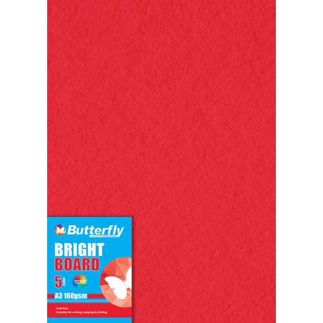 Butterfly A3 Bright Board - Pack Of 5 Red Buy Online in Zimbabwe thedailysale.shop