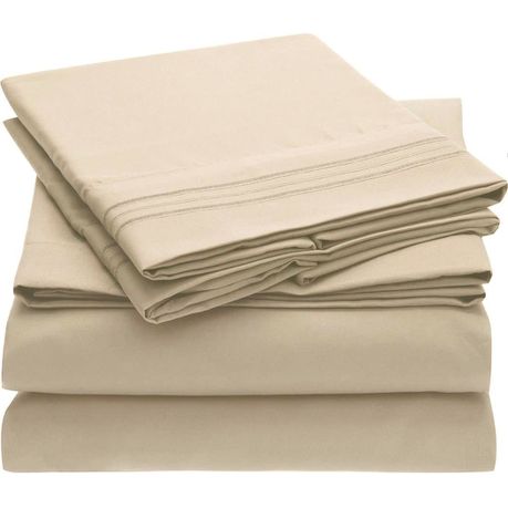 Wrinkle Resistant Egyptian Comfort Sheet Set 4 Piece King: Cool Cream Beige