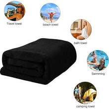 Load image into Gallery viewer, Terry Collection Cosy: Microfibre Towel: Large Bath Beach Gym Baby: Black
