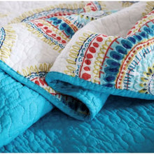 Load image into Gallery viewer, Decorative Stylish Modern Look Reversible Embroidered Bedspread - Azure
