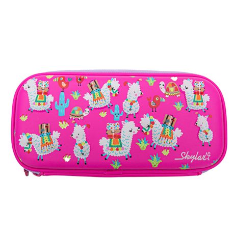 Skylar Scented Pink Lama Hard Shell Pencil Case Double Zip