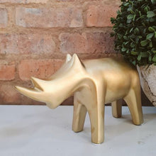 Load image into Gallery viewer, HouzeComfort Exclusive Ceramic Gold Plated Décor Rhino Artifact Ornament
