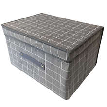 Load image into Gallery viewer, Aesthetic Grid Pattern Foldable Storage Container | Grey &amp; White
