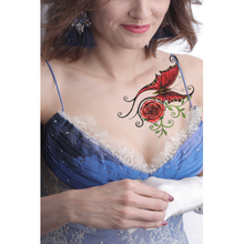 Load image into Gallery viewer, Tattoo - Waterproof High Quality Skin Safe - Red Rose Butterfly
