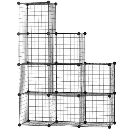 9 Cube Wire Metal Grid Bookcase Shelf Storage Cabinet Organizer