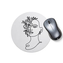 Load image into Gallery viewer, Hey Casey! Flower Girl Line Art Mouse Pad
