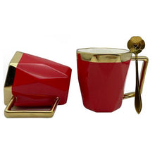 Load image into Gallery viewer, Elegant King 5-Piece Diamond Shape Tea &amp; Coffee Mug Set - Burgundy
