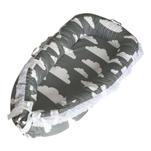 Load image into Gallery viewer, Mamakids Portable Baby Nest and Co-Sleeper - Grey with White Clouds
