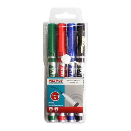 Parrot Whiteboard Marker Slimline (Pack of 4)